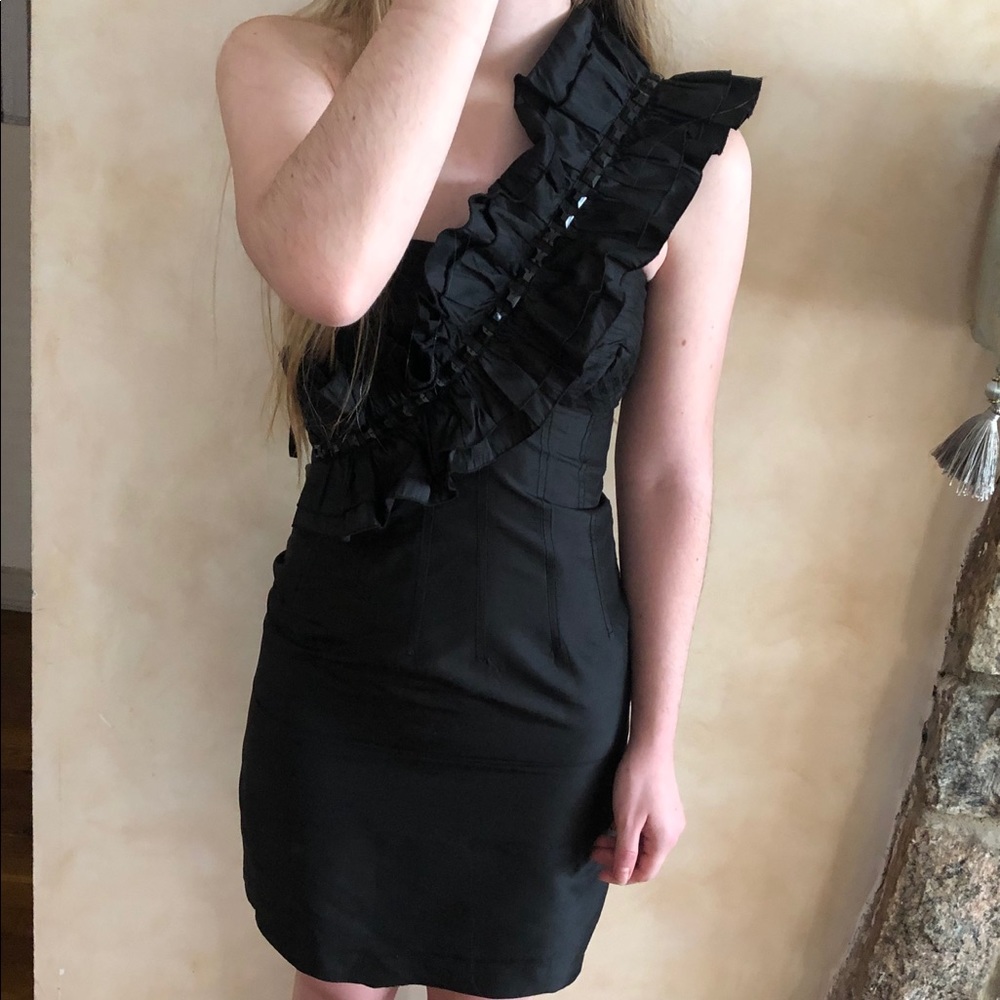 One Shoulder Ruffled Cocktail Dress - Picture 3 of 3